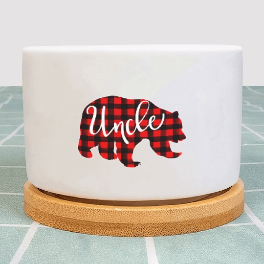 Red Plaid Uncle Bear Family Eve Buffalo Plant Pots