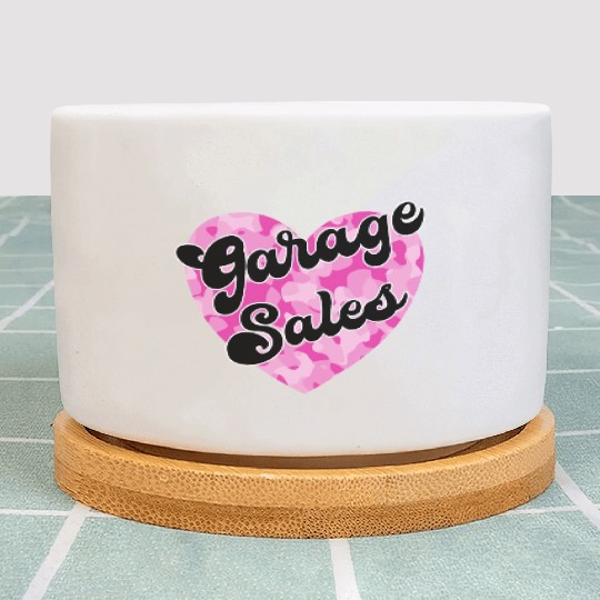 Garage Sales pink camo heart Plant Pots
