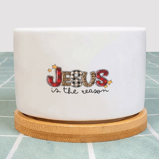 Jesus Is The Reason Buffalo Plaid Leopard Nativity Plant Pots