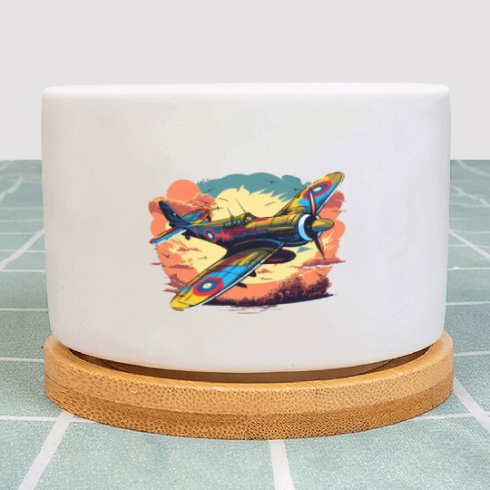 Spitfire Airplane Vintage Pilot Aviator Military Plant Pots