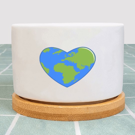 Earth Day World Map as Love Heart Plant Pots