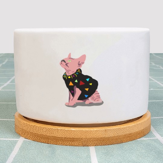 pink cute cat meowed funny meowdy cowboy for you Plant Pots