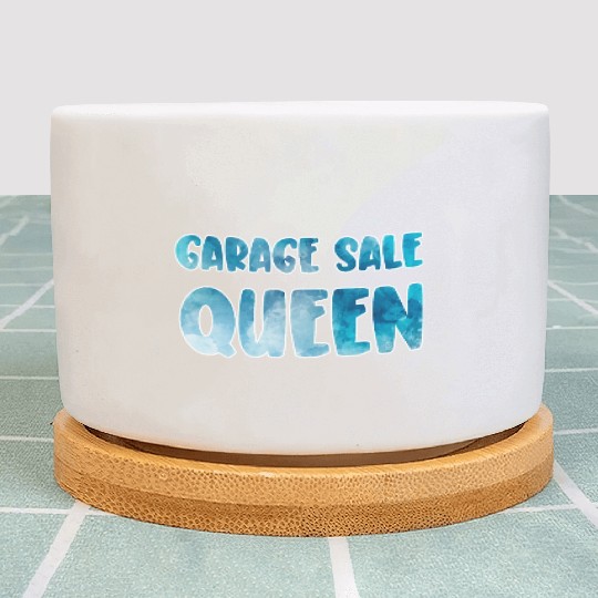 Garage Sale Queen blue watercolor Plant Pots