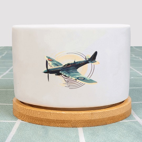 Spitfire Airplane Vintage Pilot Aviator Military Plant Pots