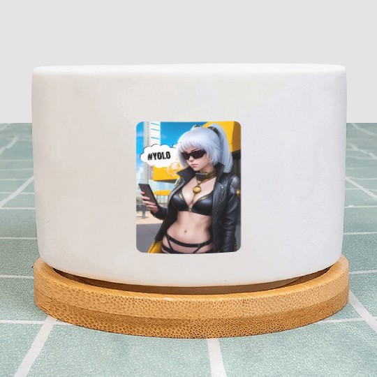 Cyberpunk Waifu Influencer Design 2 Plant Pots