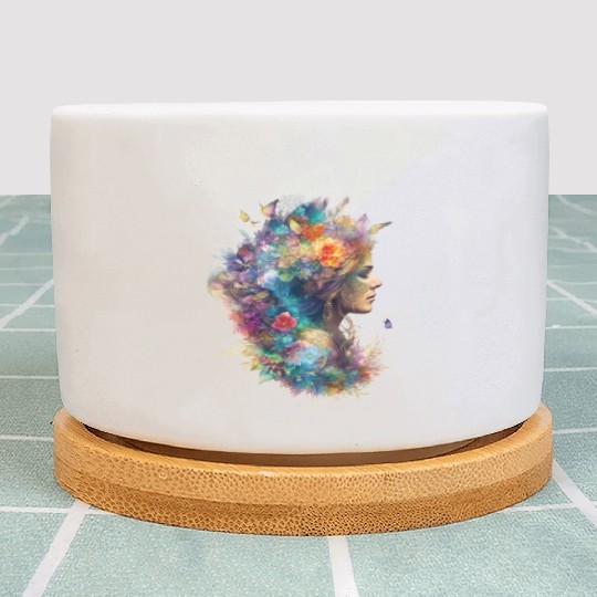 Color Me Creative: The Girl Coloring Illustration Plant Pots