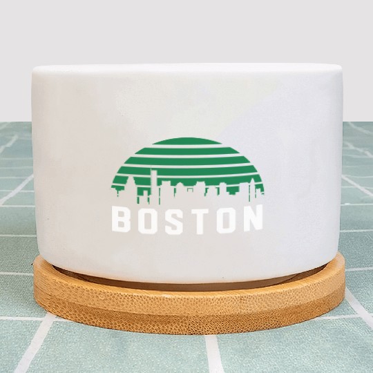 Boston Massachusetts Cityscape Green Plant Pots