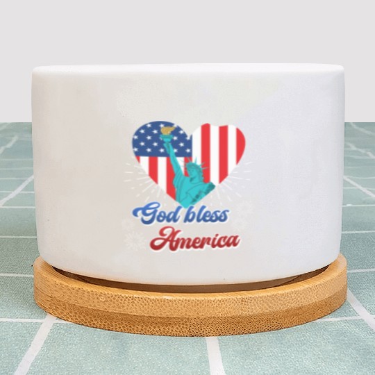 God Bless America Independence Day 4th July USA Plant Pots