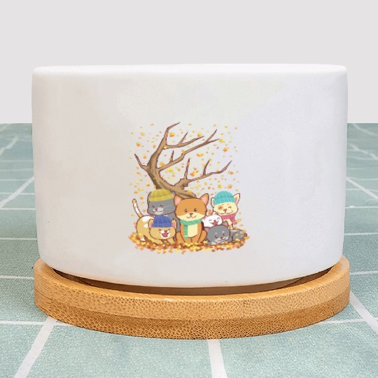 Cats Fall Autumn Leaf Tree Lover Season Fan Enjoy Plant Pots