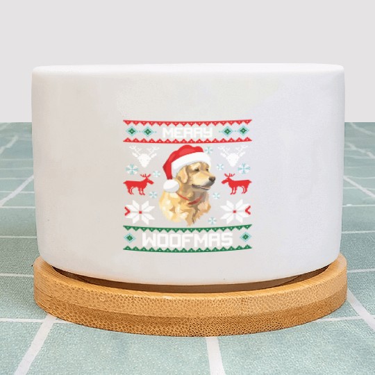Golden Retriever Merry Woofmas For Plant Pots