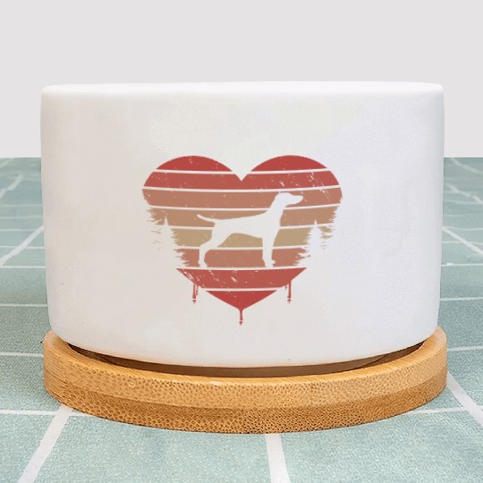 Cute Red Vintage Heart Vizslas 80s Valentine Day Plant Pots