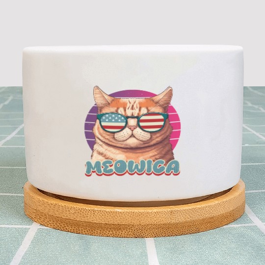 Meowica US Patriots Independence Day USA Party Plant Pots