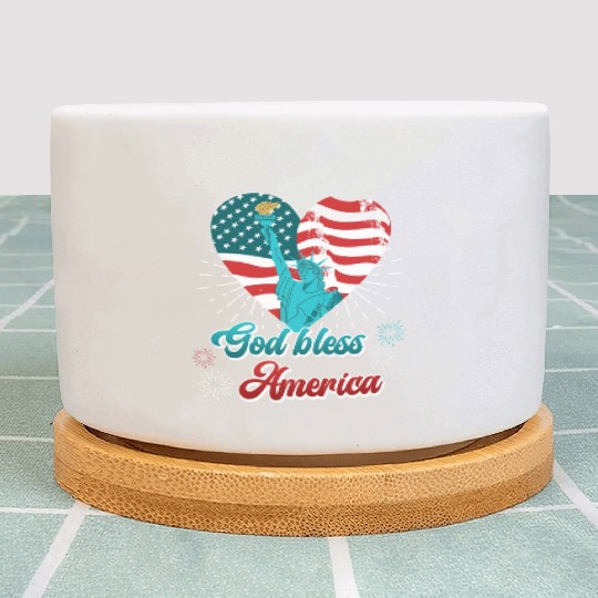 God Bless America Independence Day 4th July USA Plant Pots