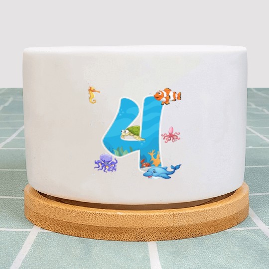 4th birthday Aquarium Fish lover 4 Year Old Sea Plant Pots