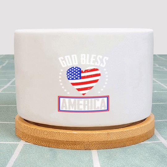 God Bless America Independence Day USA Patriot Plant Pots