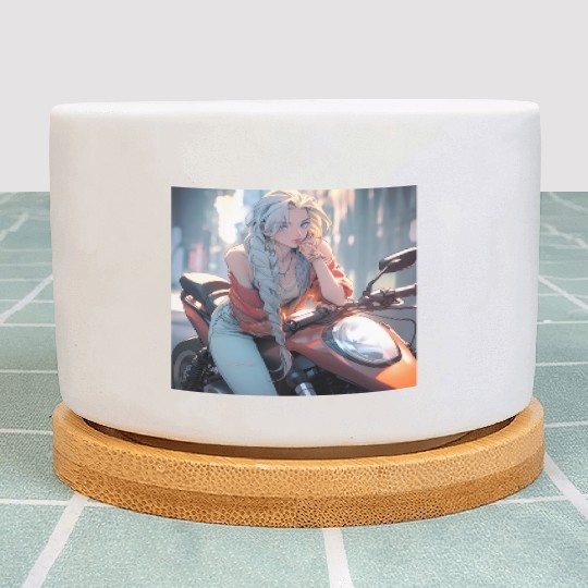 Cool Biker Chick Plant Pots