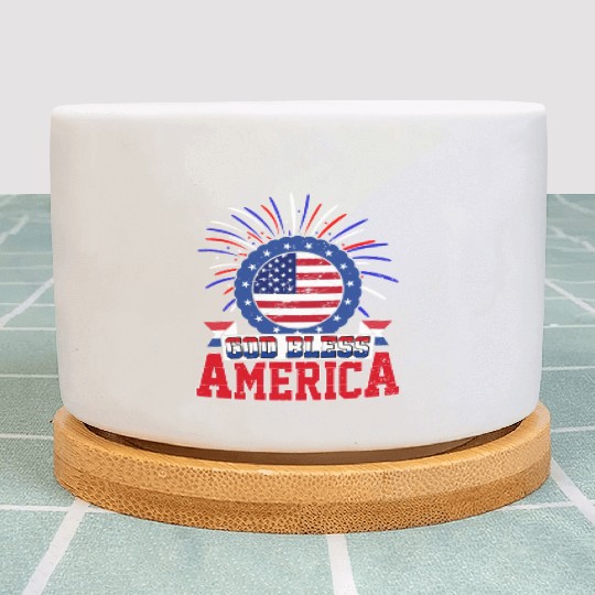 God Bless America Independence Day USA Patriot Plant Pots
