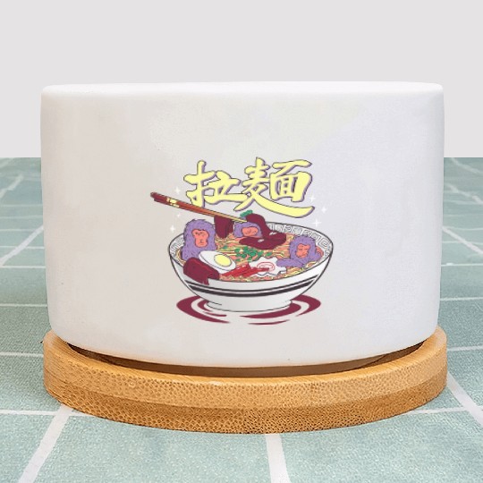 Japanese monkeys in a ramen hot spring Plant Pots