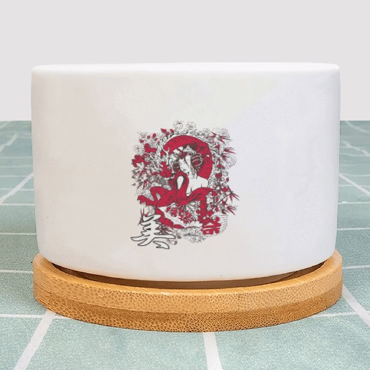 Maiko Geisha girl red dragon japanese aesthetic Plant Pots