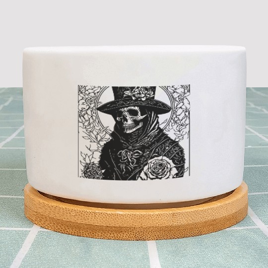 Doctor Plague with roses and floral motifs Plant Pots