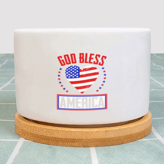 God Bless America Independence Day USA Patriot Plant Pots