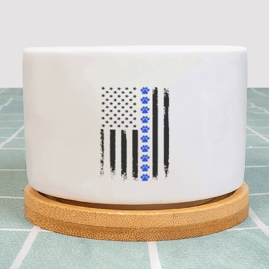 Thin Blue Line Police Dog Lover Plant Pots