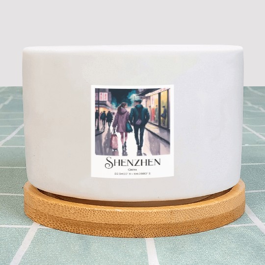 Loving couple walking in streets of Shenzhen China Plant Pots