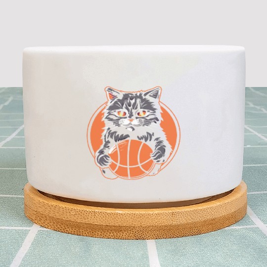 Basketball Cat Basketball Player I Love Basketball Plant Pots