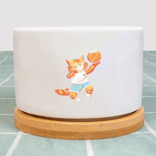 Basketball Cat Basketball Player I Love Basketball Plant Pots