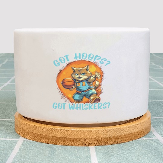 Basketball Cat Basketball Player I Love Basketball Plant Pots