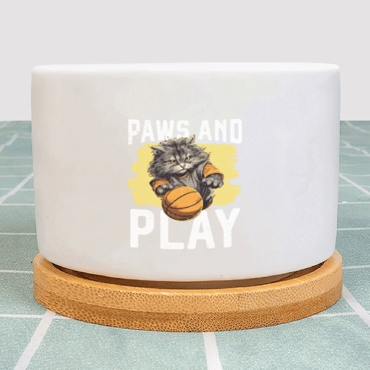 Basketball Cat Basketball Player I Love Basketball Plant Pots