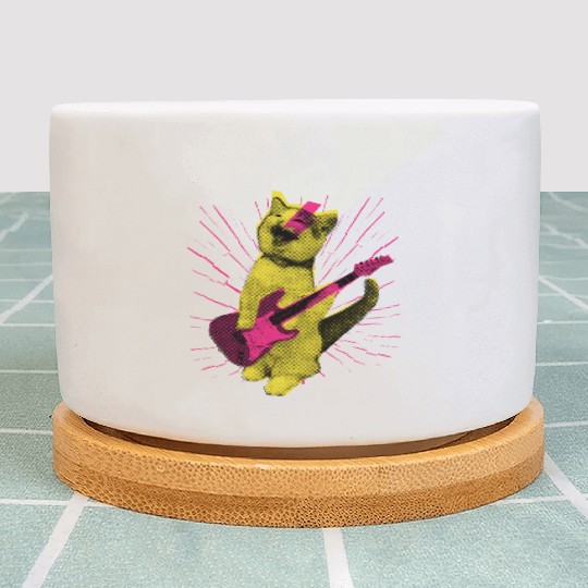 Cat Guitarist Musician Feline Guitar Player Music Plant Pots