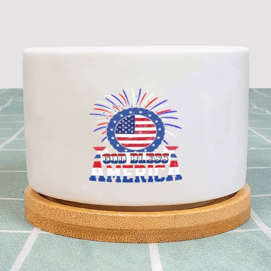 God Bless America Independence Day USA Patriot Plant Pots