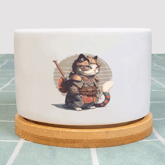 Samurai Cat Warrior Japanese Ninja Cat Kawaii Plant Pots