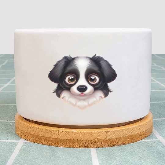 Artistic Border Collie Artwork Plant Pots