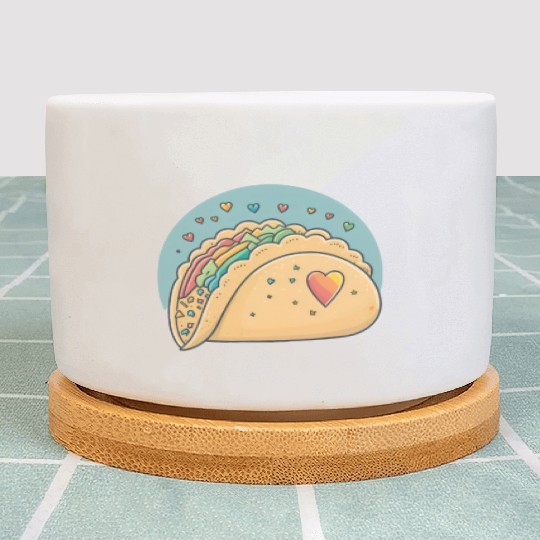 Taco-Lover I Love Tacos Heart Spicy Foodie Plant Pots