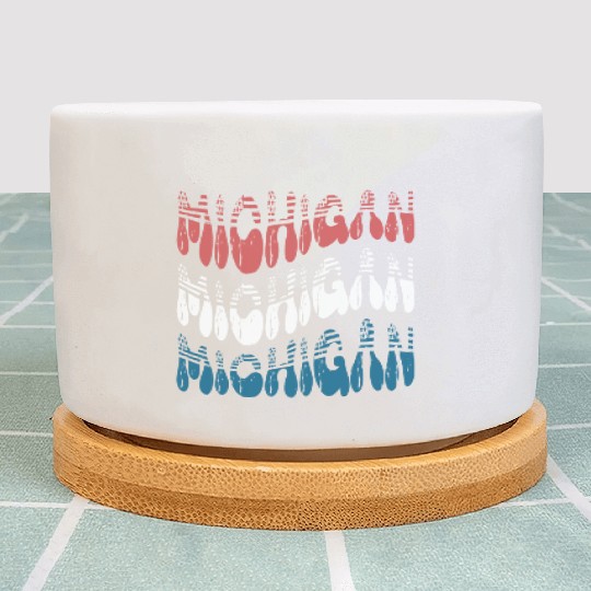 Michigan Red White Blue Cute Groovy Plant Pots
