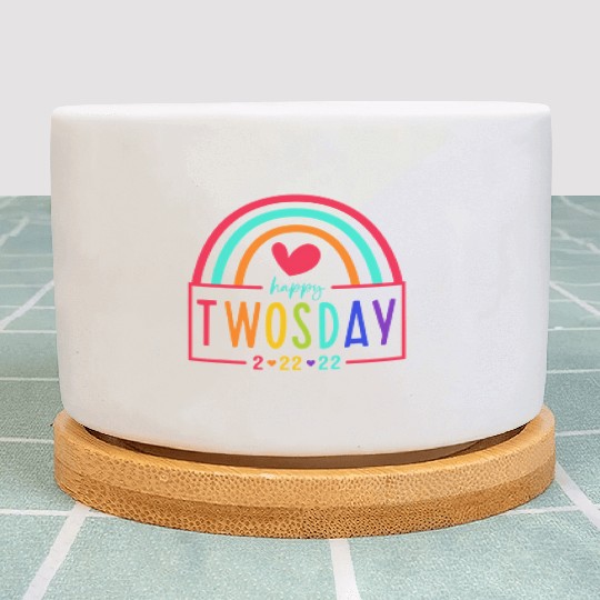February 2Nd 2022 2-22-22 School Rainbow Happy Two Plant Pots