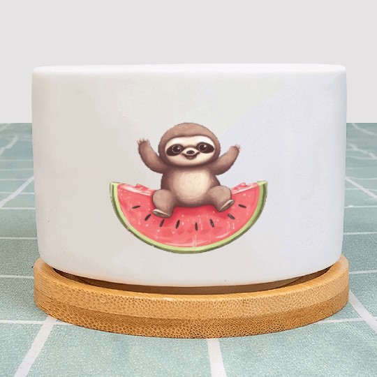 Sloth with Watermelon - Sweet Summer Design Plant Pots