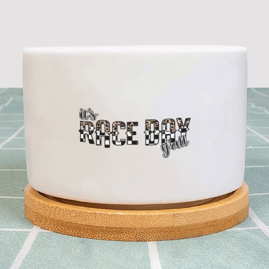 Leopard It'S Race Day Y'All Checkered Flag Racing Plant Pots