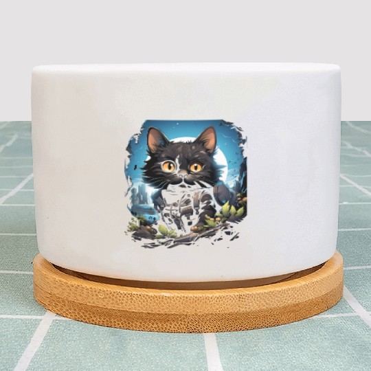 Back to School Funny Cat Kitten Wearing School Plant Pots