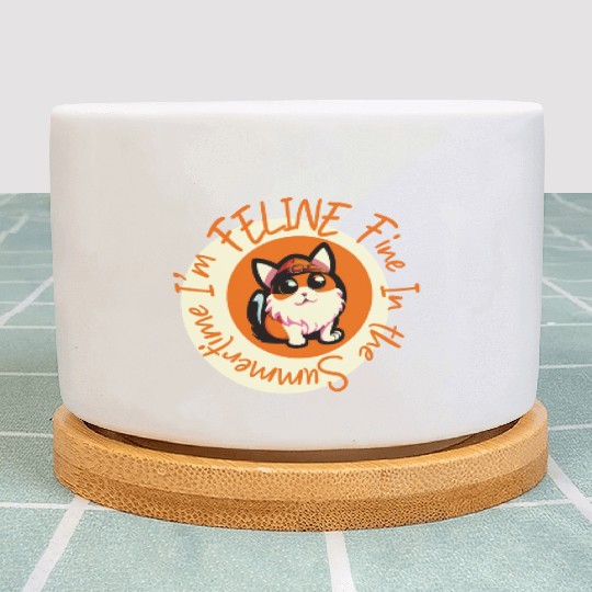 I'm FELINE Fine | Cat Lover Summer Animal Party Plant Pots