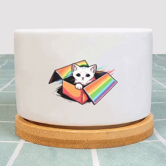 Cute Cat Pet Lover Rainbow LGBT Community Pride Plant Pots