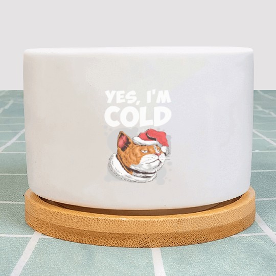Yes I m Cold Lazy Cat Face Cozy Chilly Days Plant Pots