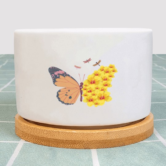 Butterfly with a Hibiscus Wing Plant Pots