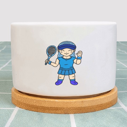 Cute Girl Tennis Player Plant Pots