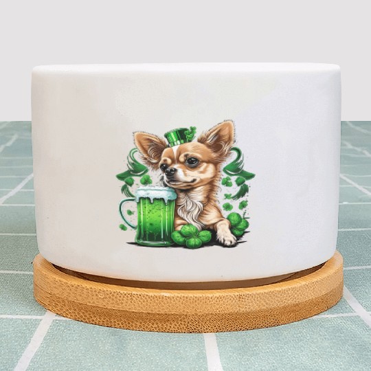 Chihuahua | St. Saint Patricks Day Beer Shamrock Plant Pots