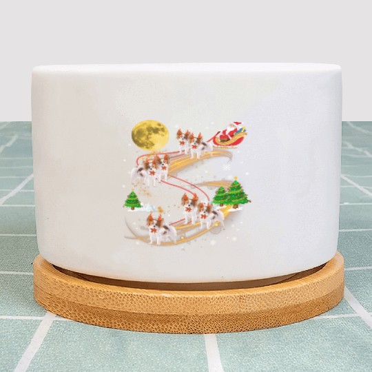 Papillon Reindeer Dog Riding Santa Plant Pots