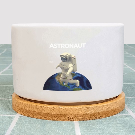 Black and Blue Illustration Astronaut Plant Pots