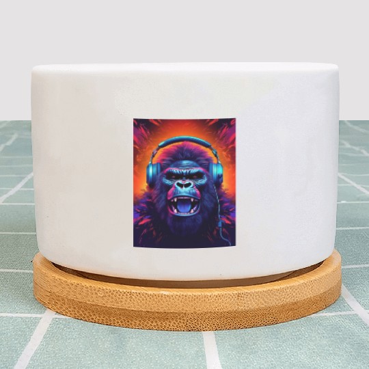 Gorilla Headphones music art Plant Pots